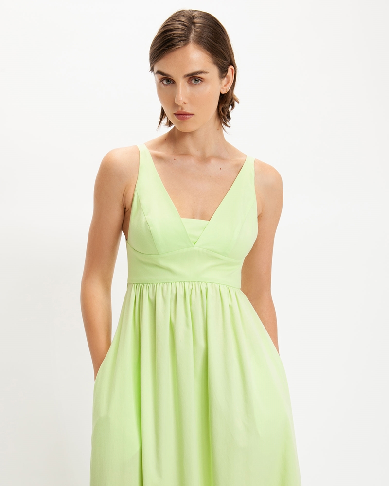 Dresses | Twill Cotton Maxi Dress | 352 Soft Lime