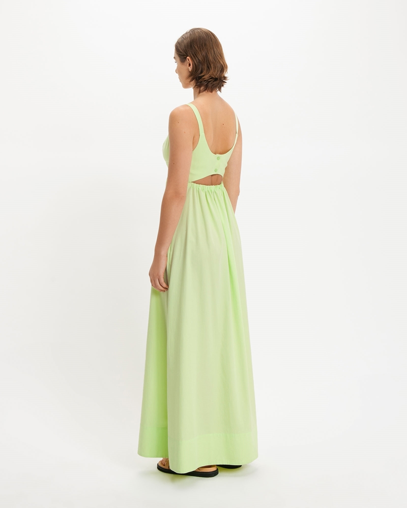 Dresses  | Twill Cotton Maxi Dress | 352 Soft Lime