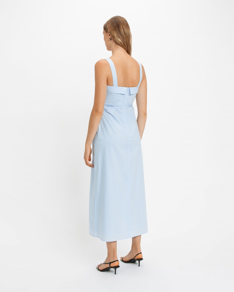 Dresses  | Wrap Detail Cotton Midi Dress | 715 Sky