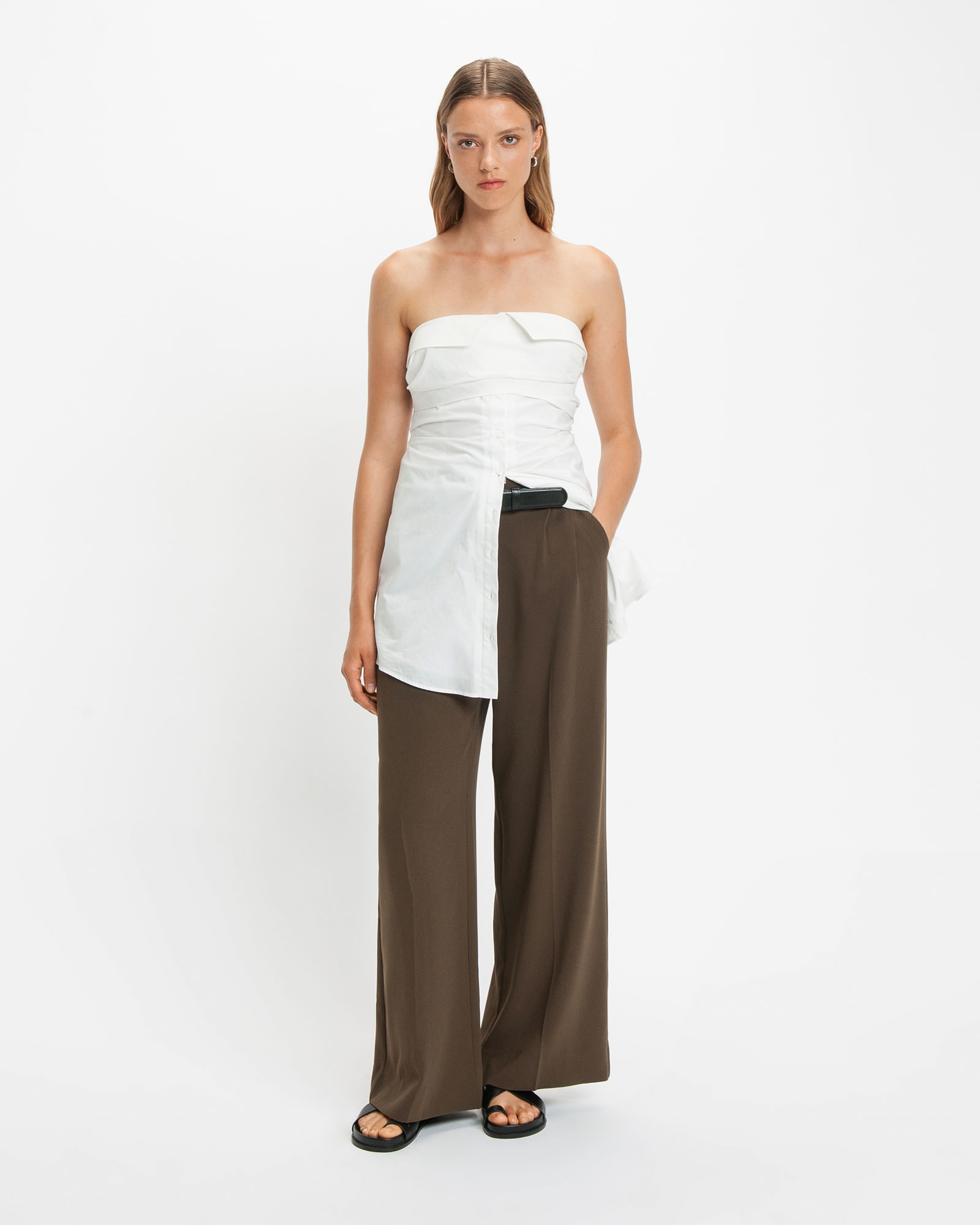 Dresses | Strapless Wrap Detail Cotton Mini Dress | 110 Off White