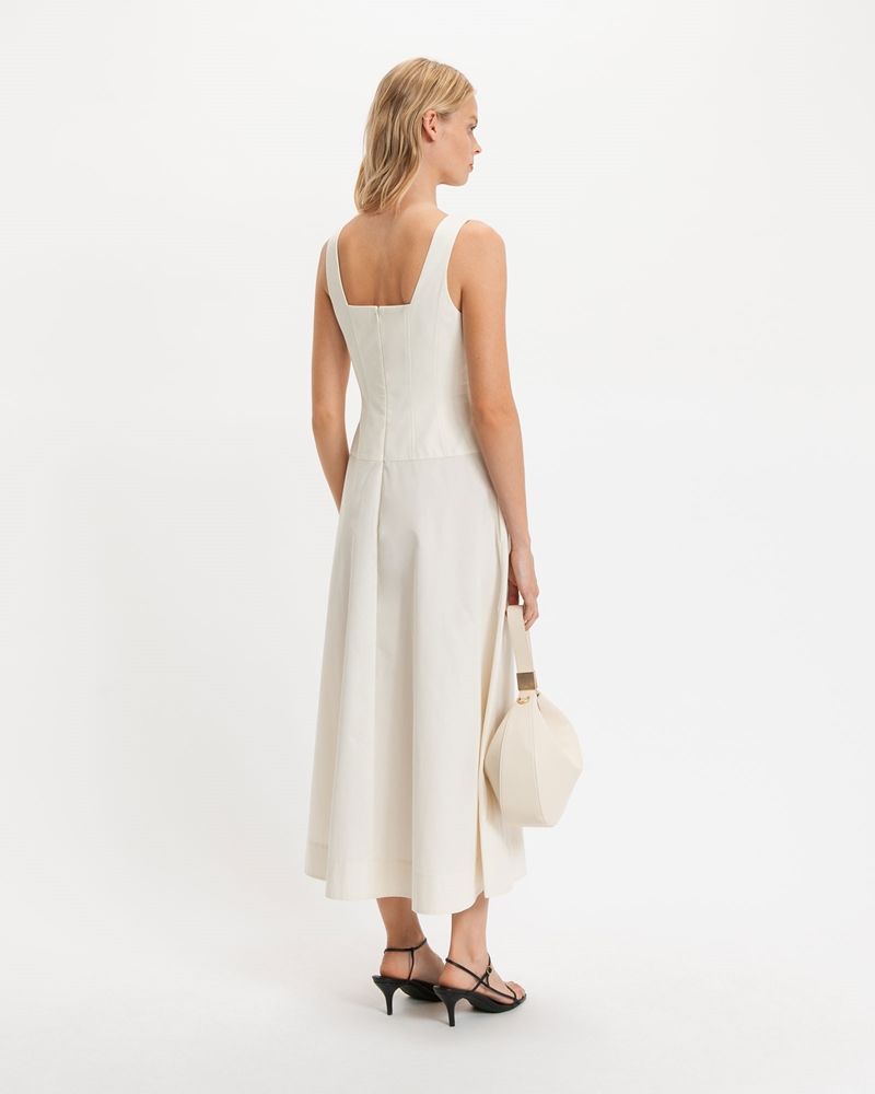 Sale  | Cotton Panelled Midi Dress | 103 Ivory