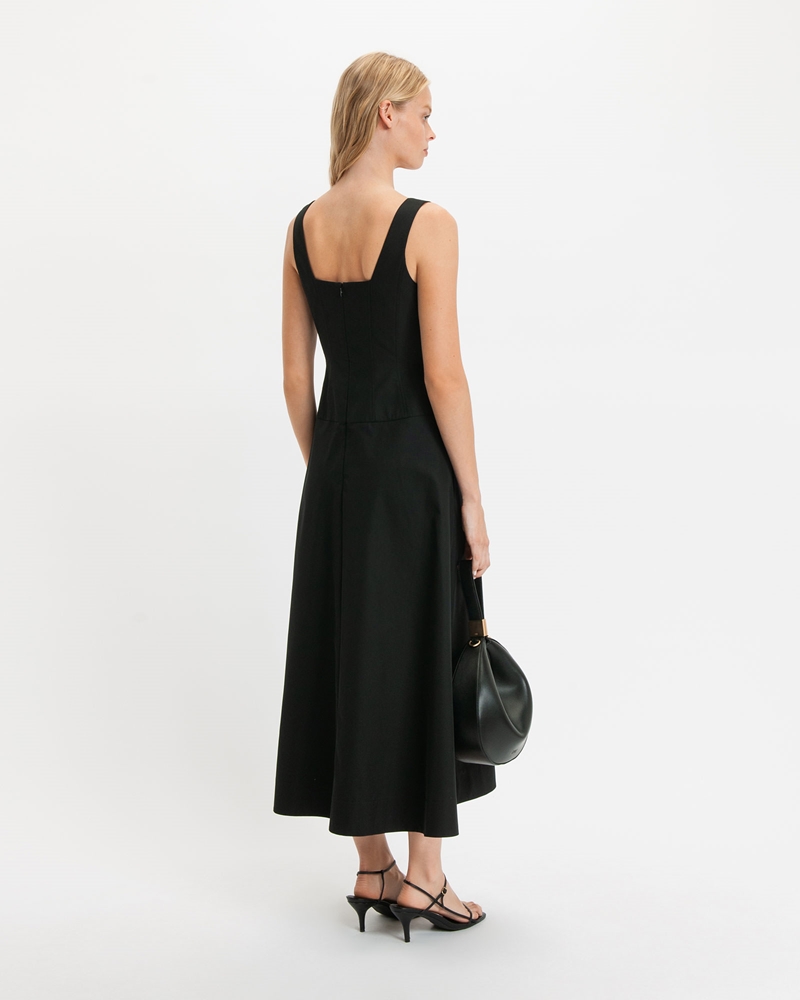 Sale  | Cotton Panelled Midi Dress | 990 Black