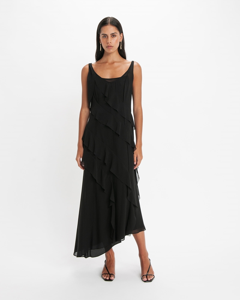 Sale | Drape Detail Midi Dress | 990 Black