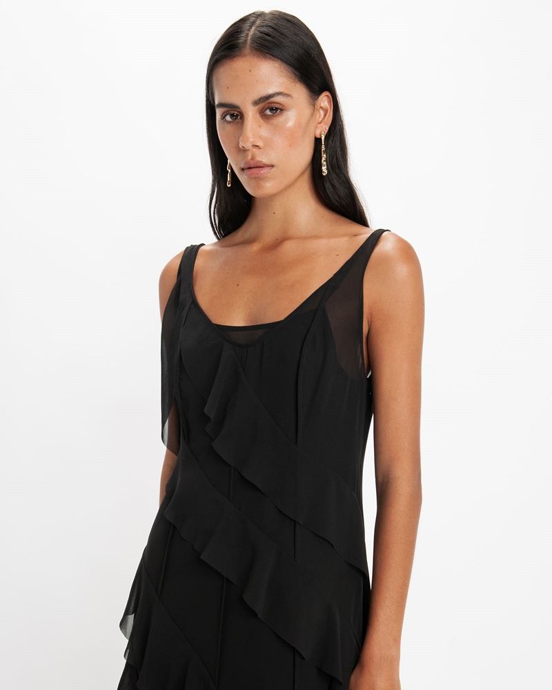 Dresses | Drape Detail Midi Dress | 990 Black