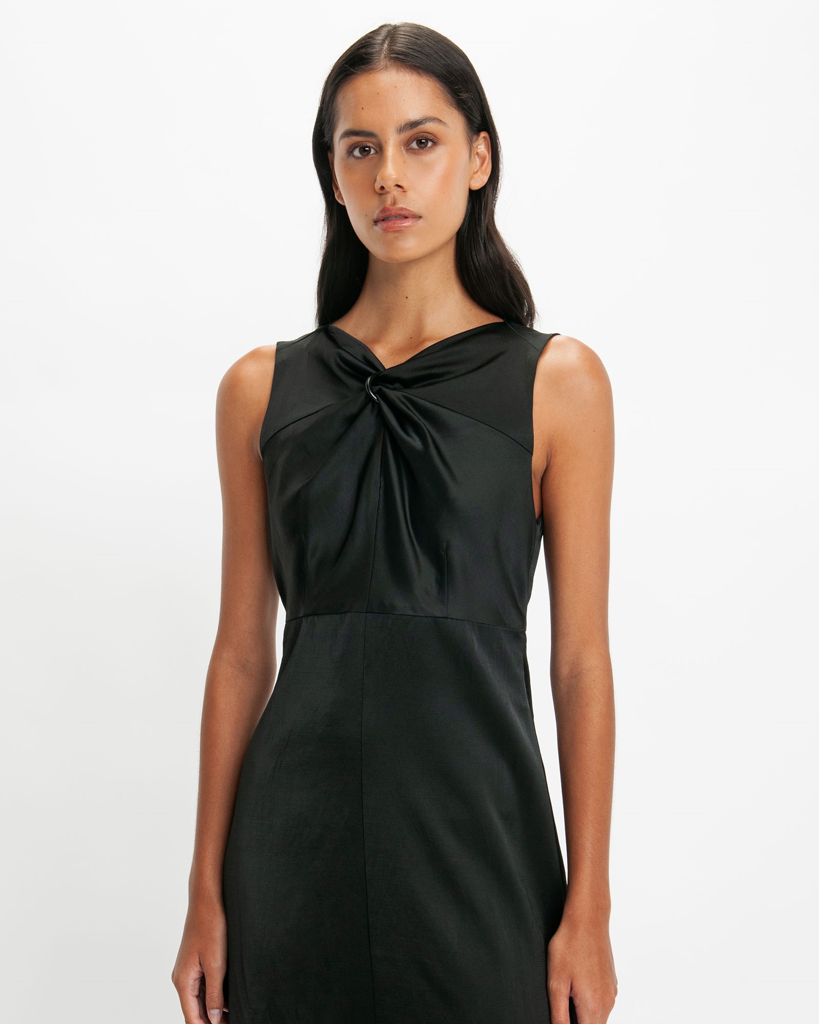 Dresses  | Satin Ring Detail Maxi Dress | 990 Black