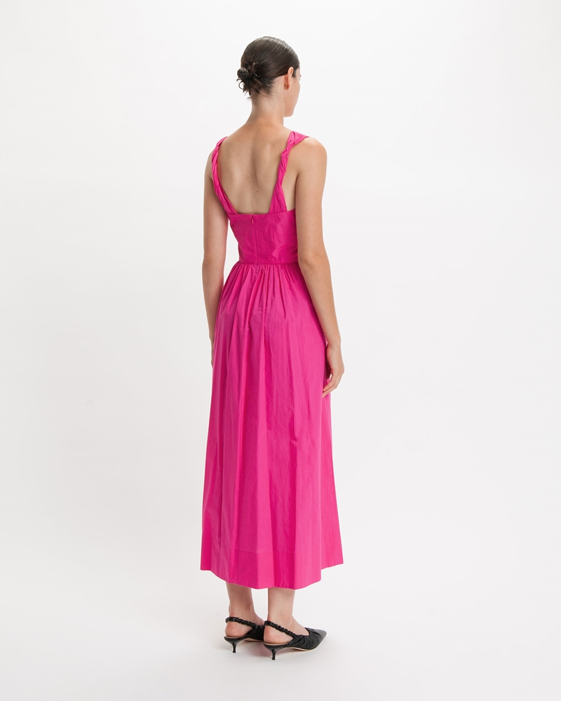 Dresses  | Twist Strap Cotton Maxi Dress | 578 Magenta