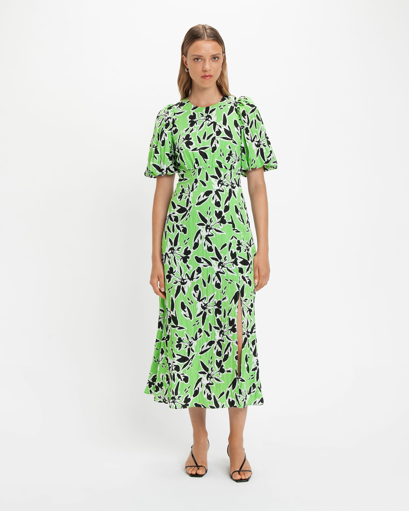 Dresses | Artistic Floral Midi Dress | 396 Green Grass