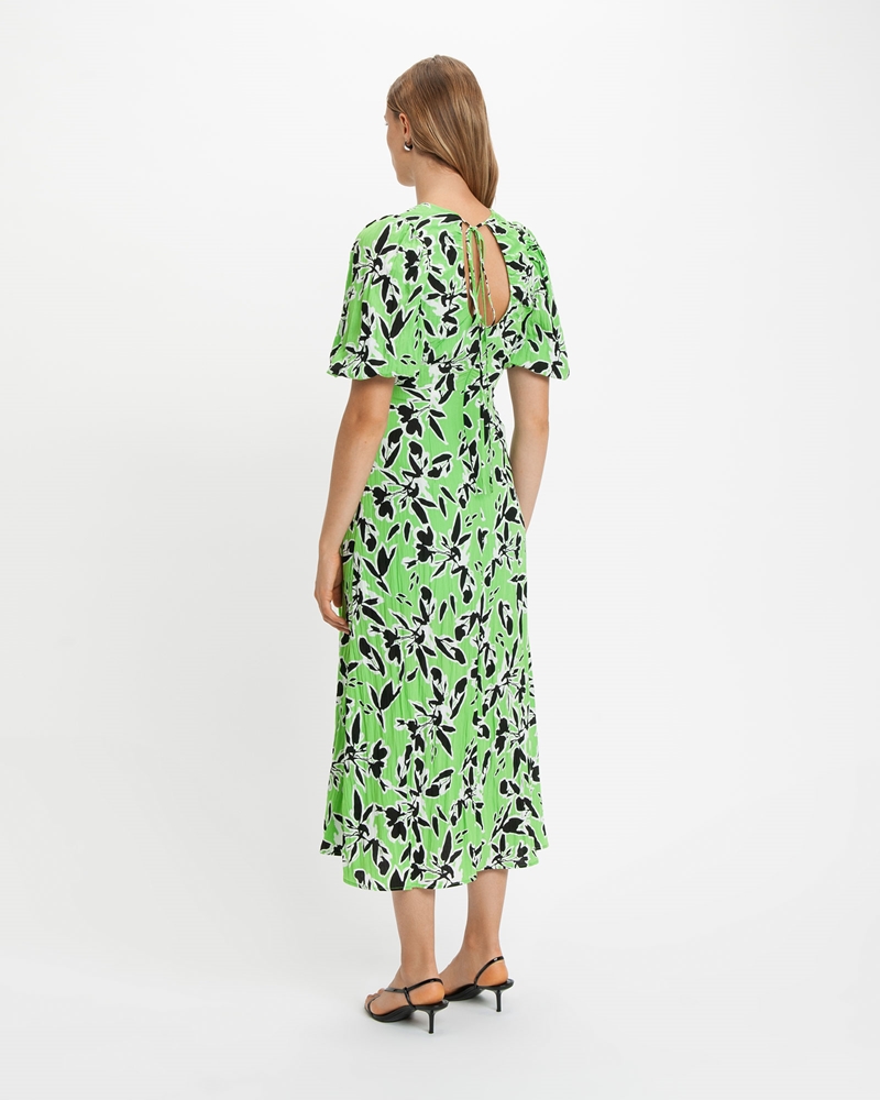 Dresses  | Artistic Floral Midi Dress | 396 Green Grass