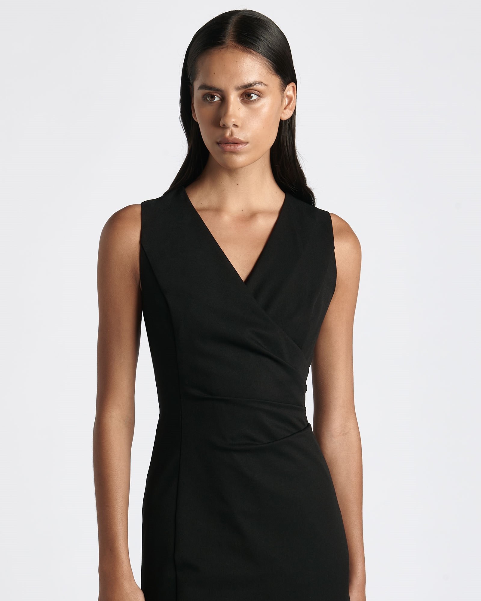 Dresses  | Eco Twill Faux Wrap Midi Dress | 990 Black