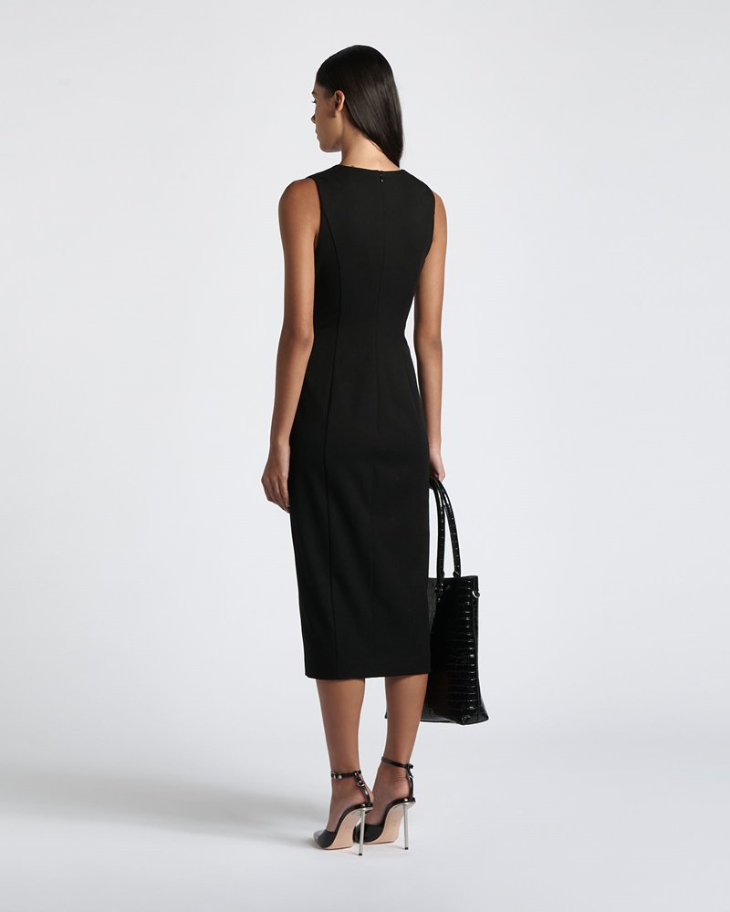 Pants  | Eco Twill Faux Wrap Midi Dress | 990 Black