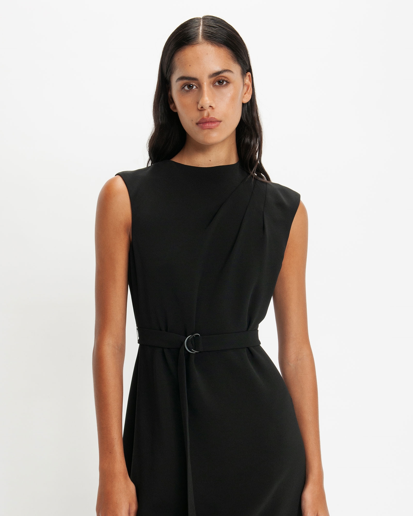 Dresses  | Tuck Neck Midi Dress | 990 Black