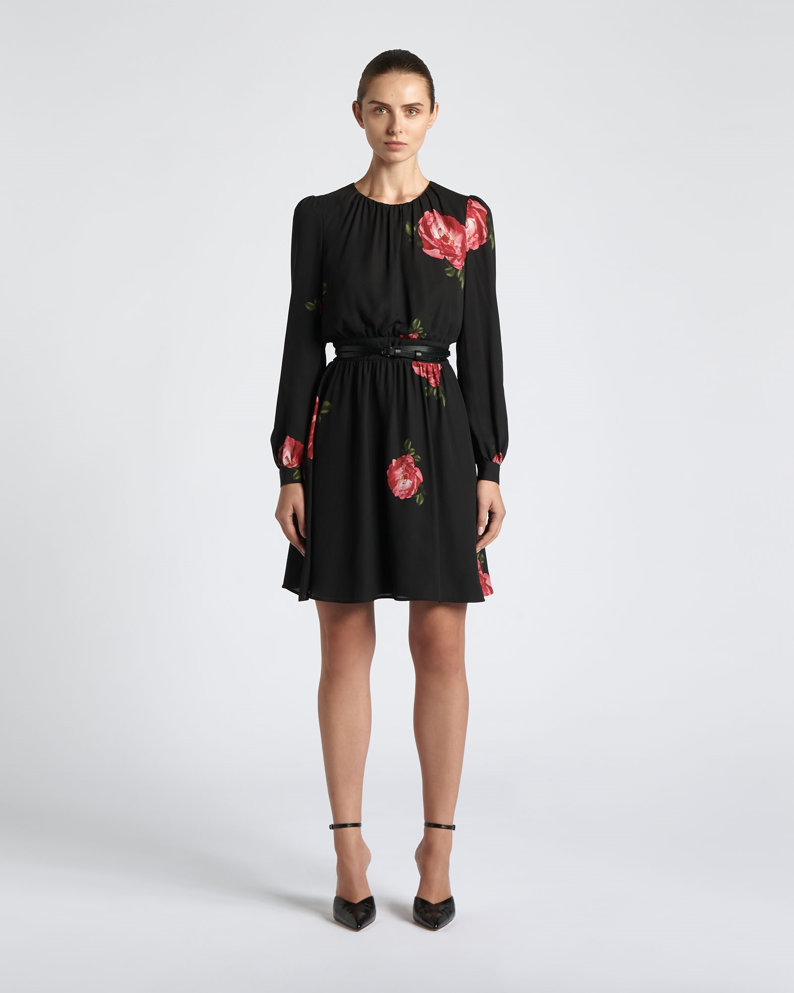 New Arrivals | Rose Long Sleeve Mini Dress | 990 Black