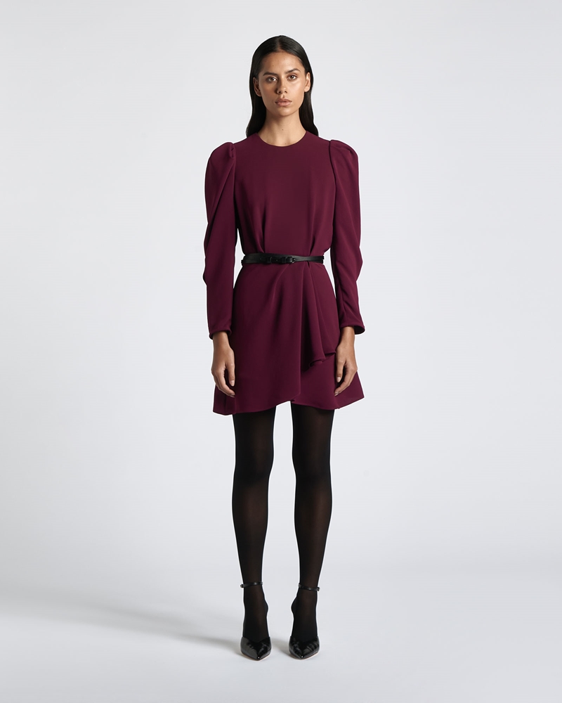 Dresses | Recycled Satin Long Sleeve Mini Dress | 619 Bordeaux