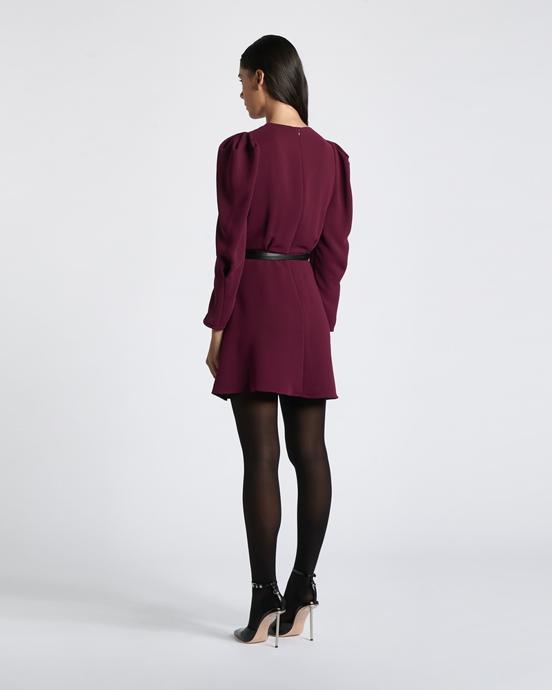 New Arrivals  | Recycled Satin Long Sleeve Mini Dress | 619 Bordeaux