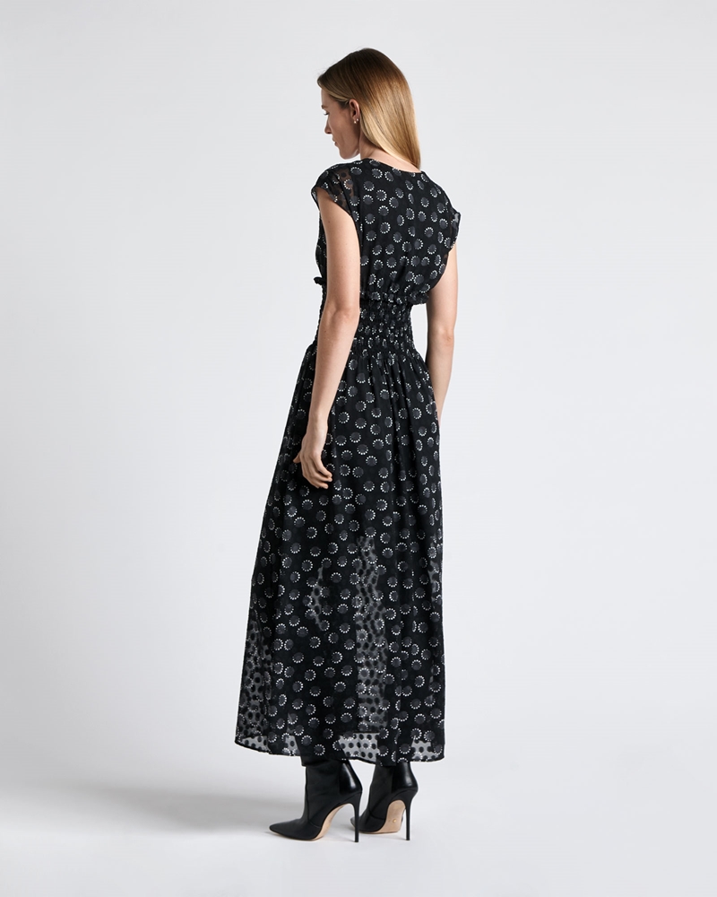 New Arrivals  | Jacquard Spot Maxi Dress | 990 Black