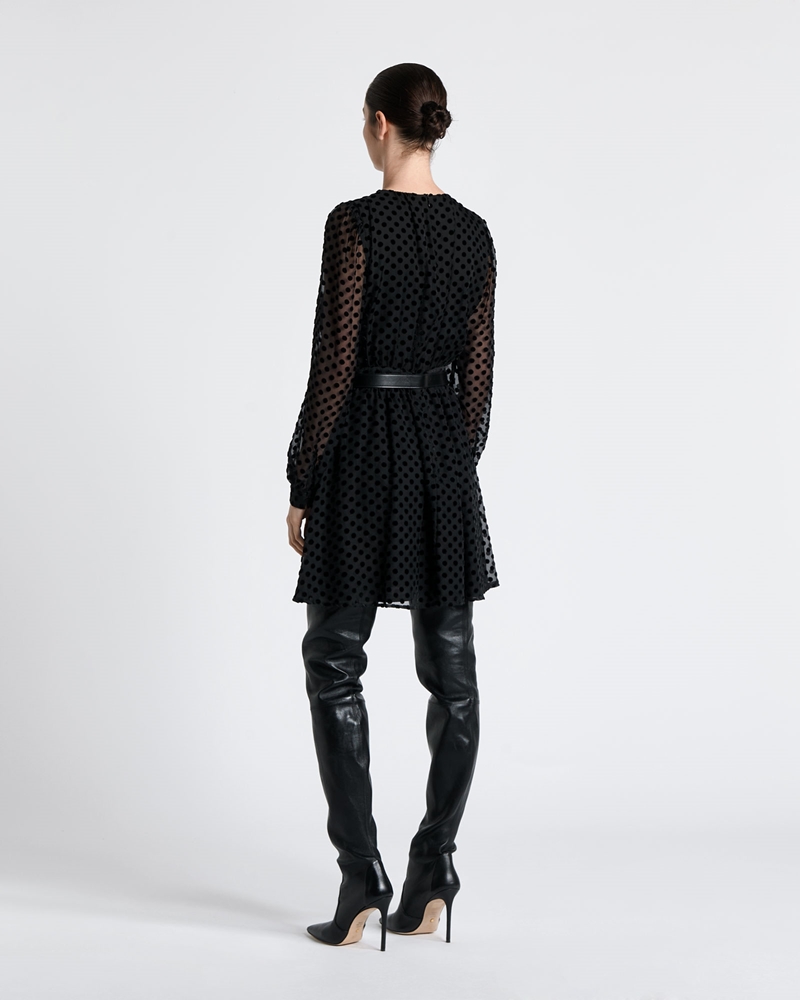 Dresses  | Spot Burnout Mini Dress | 990 Black