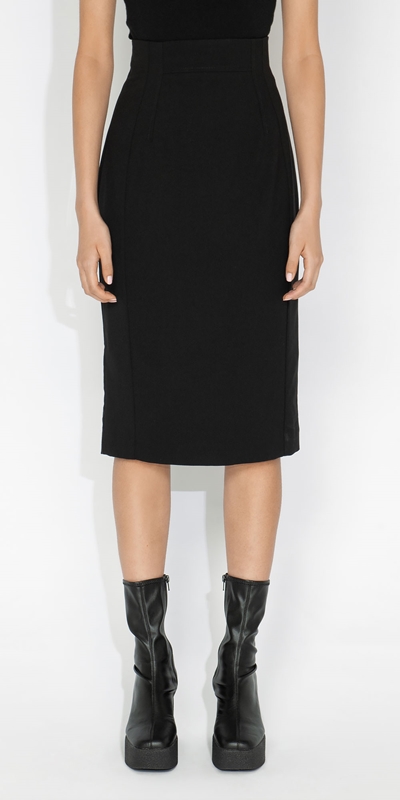 Cue Cares - Sustainable  | Waisted Pencil Skirt | 990 Black