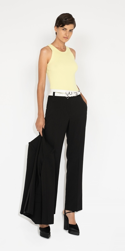 Cue Cares - Sustainable | Waisted Straight Leg Pant | 990 Black