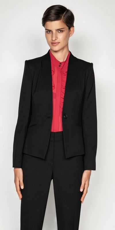 Jackets and Coats | One Button Collarless Jacket | 990 Black