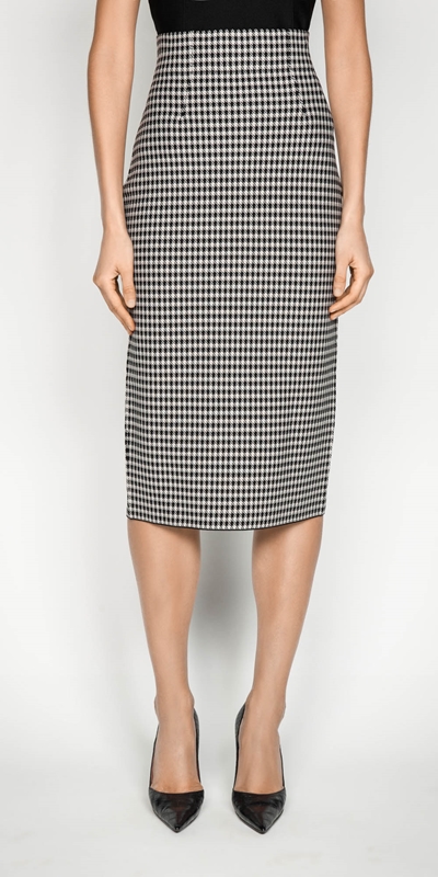 Houndstooth Milano Knit Midi Pencil Skirt | Buy Knitwear Online - Cue