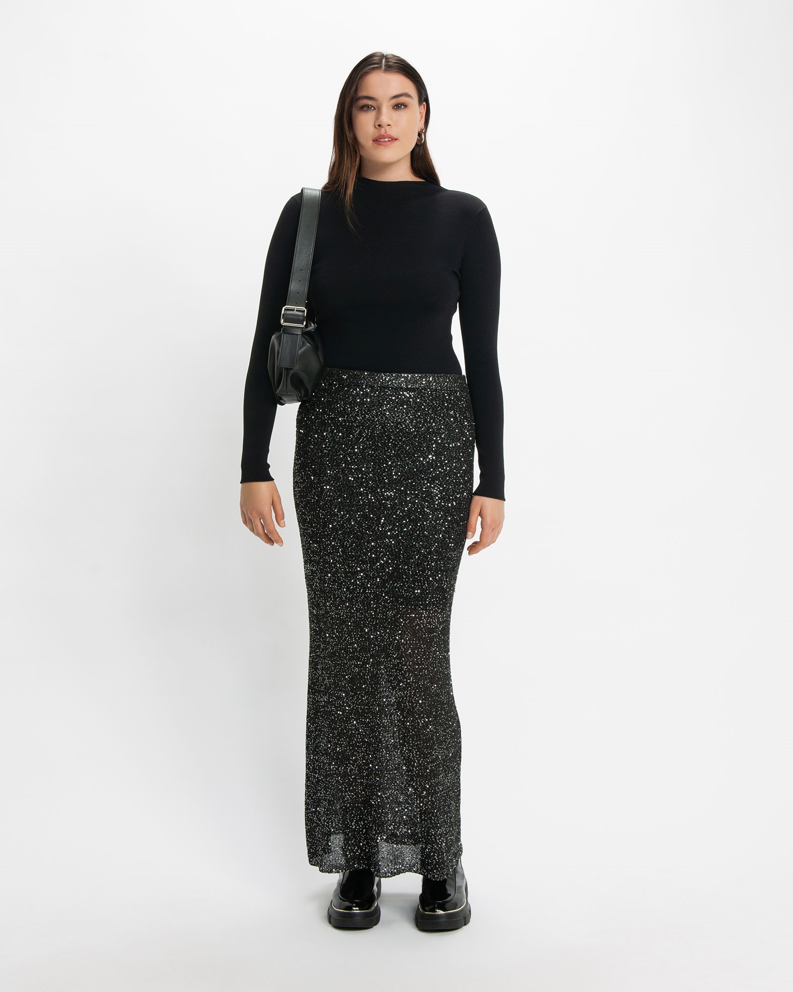 Knitwear | Sequin Knit Maxi | 980 Silver Black