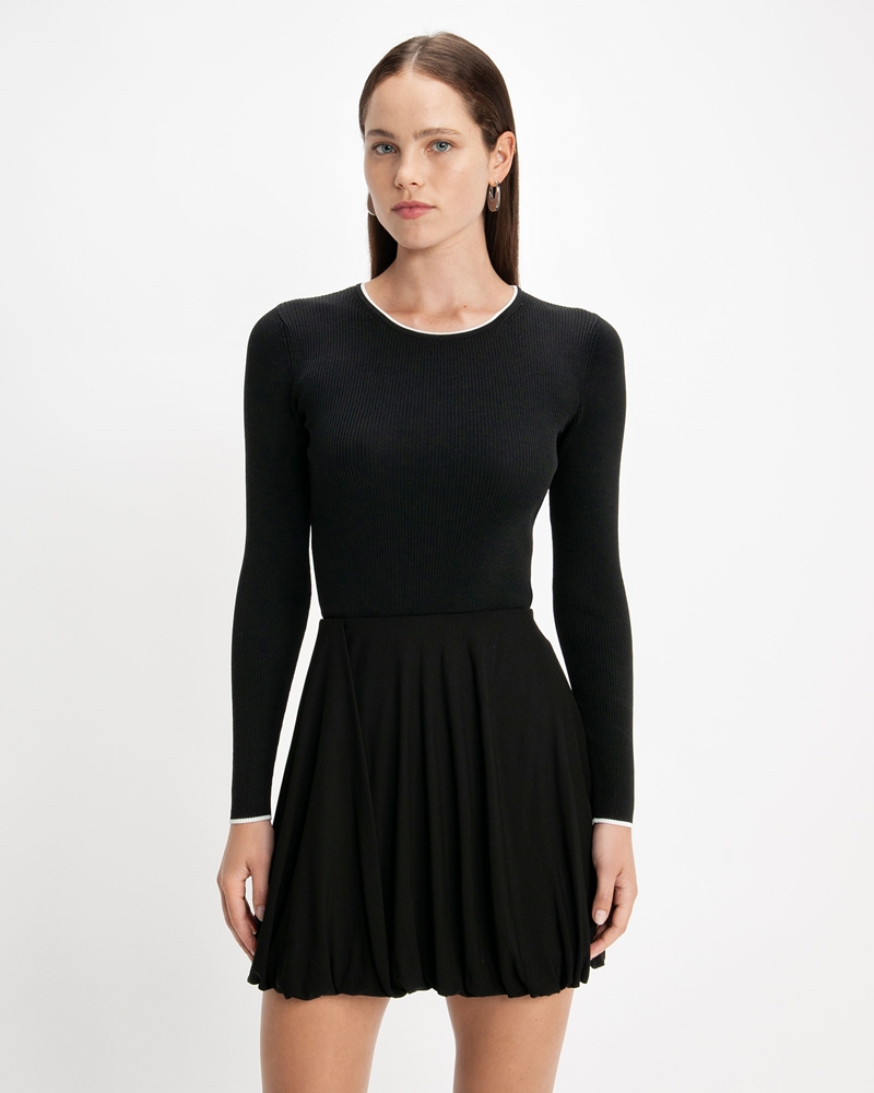 | Ribbed Contrast Trim Knit