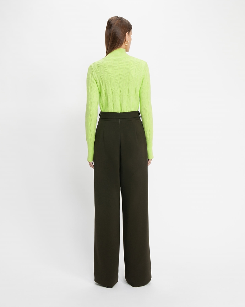 Tops and Shirts  | Textured Wave Funnel Neck Sweater | 352 Soft Lime