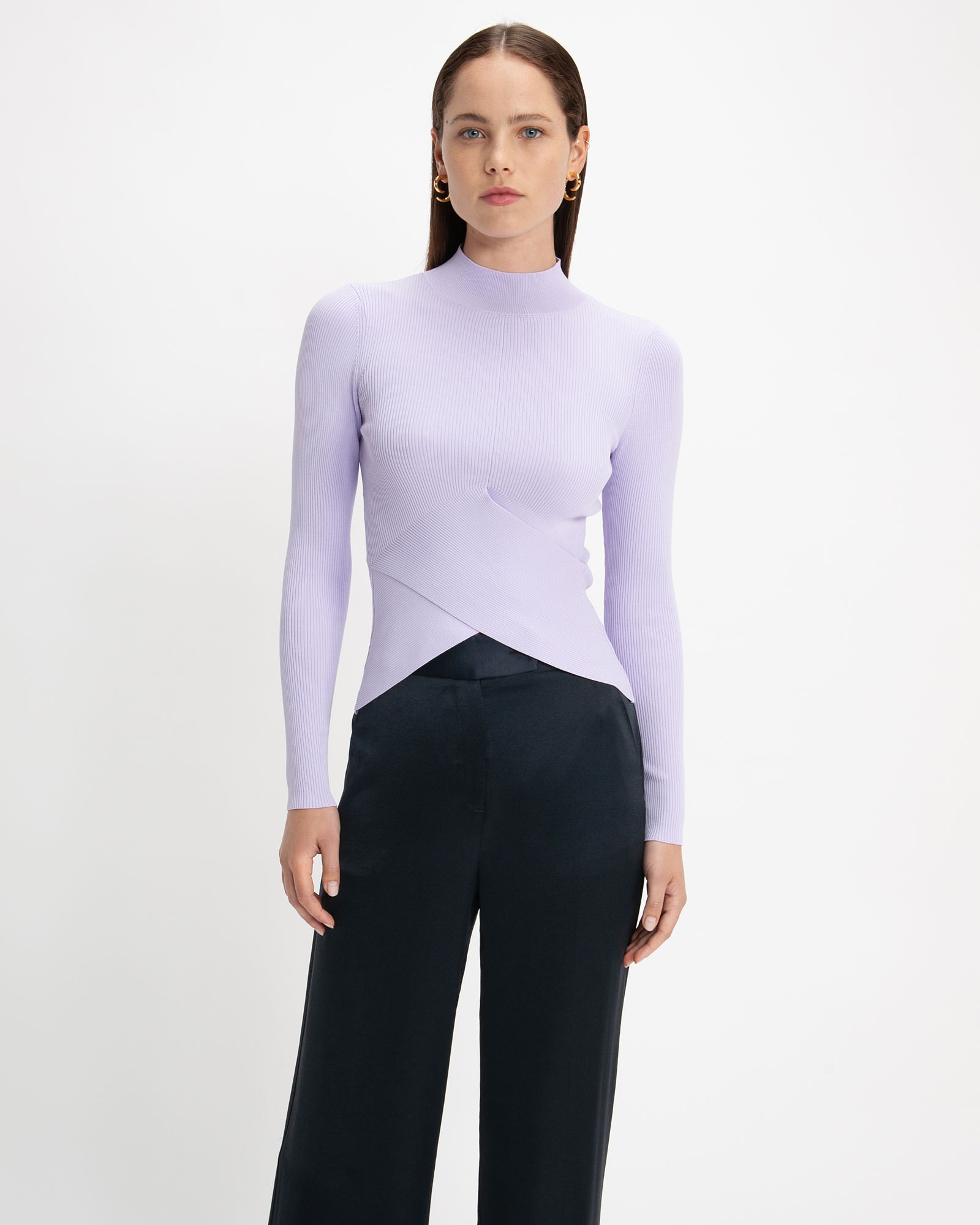 Sale  | Long Sleeve X Over Knit | 560 Lilac