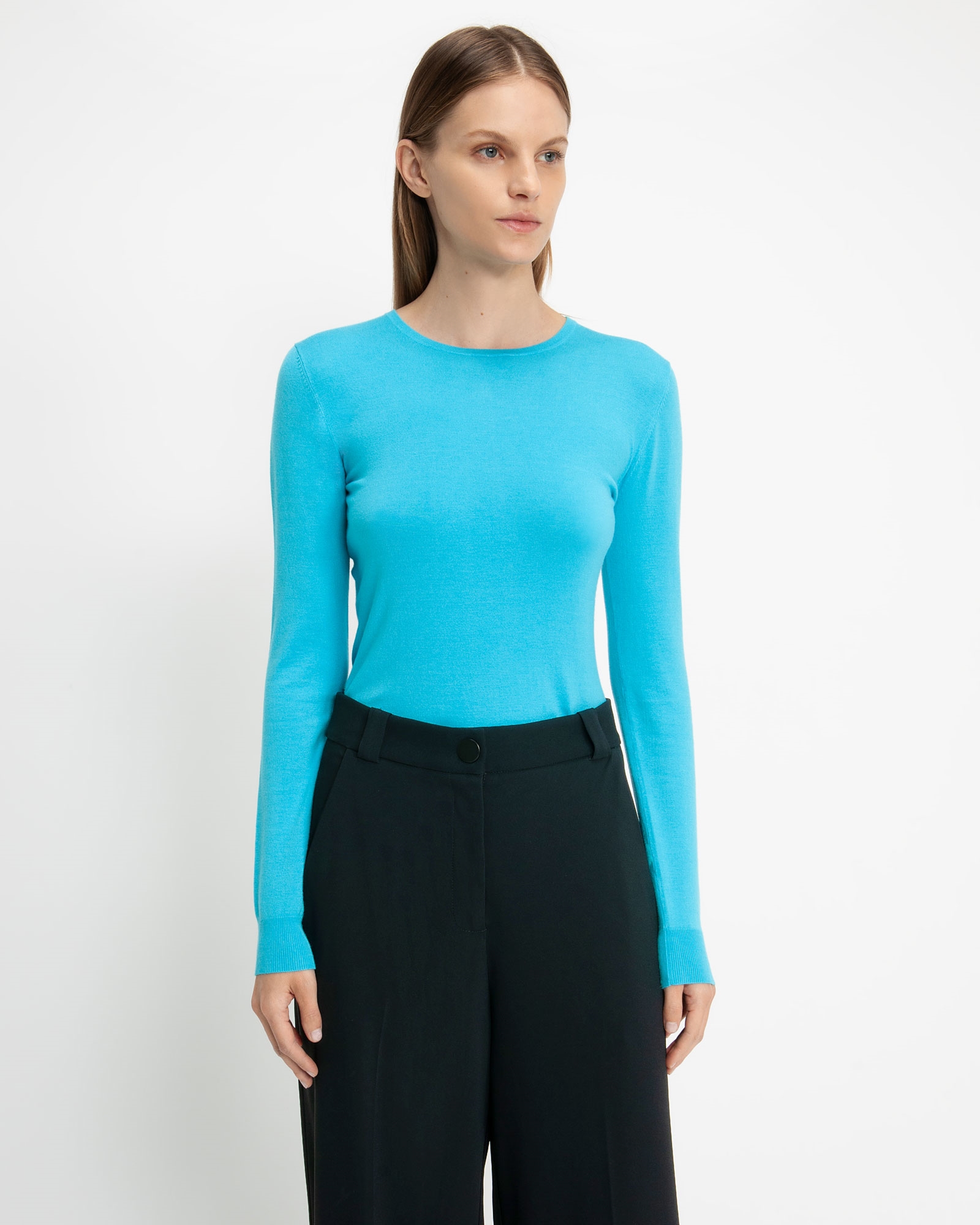Knitwear | Basic Long Sleeve Knit  | 318 Turquoise