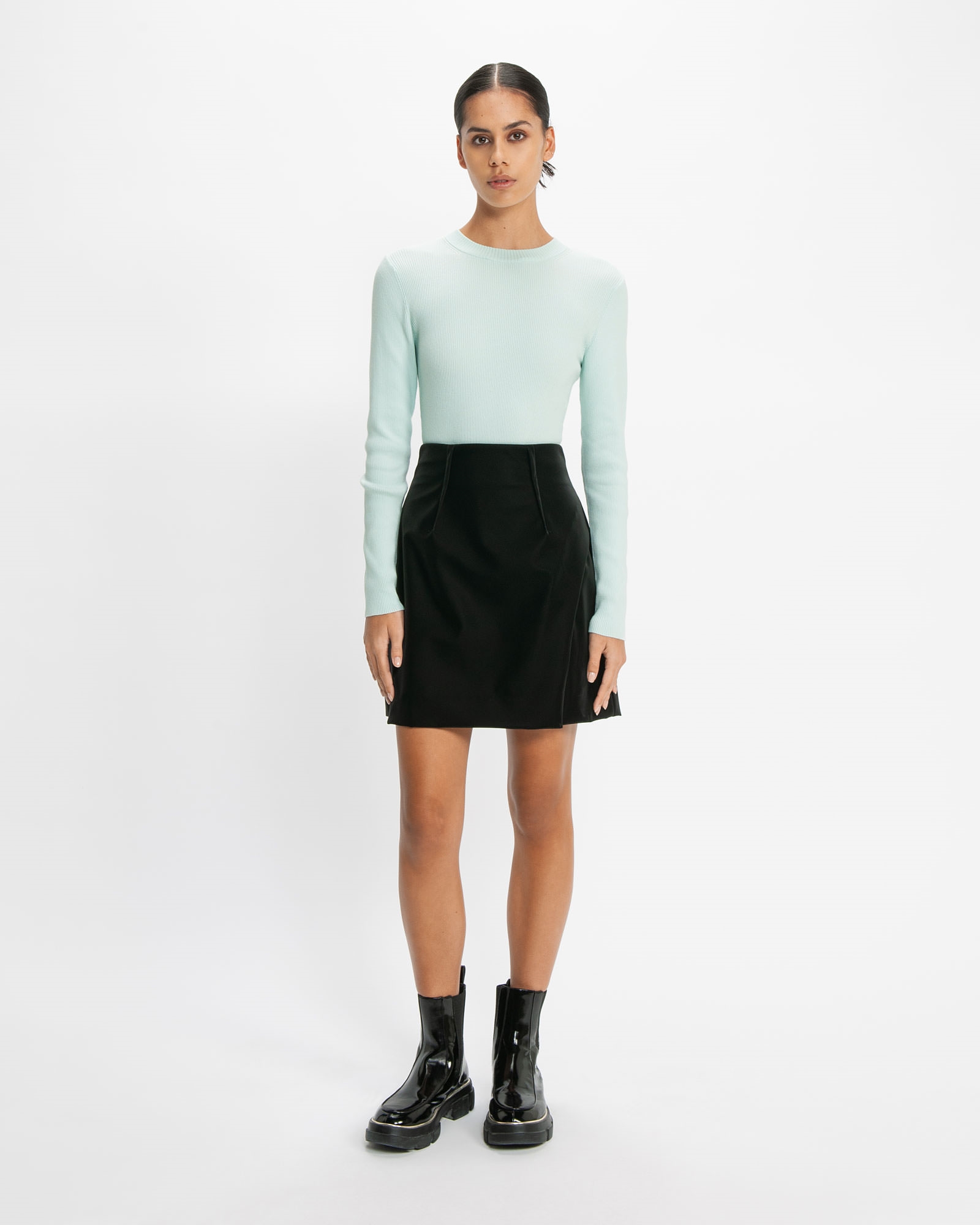 Sale | Good Earth Cotton® Long Sleeve Ribbed Knit | 378 Ice Mint