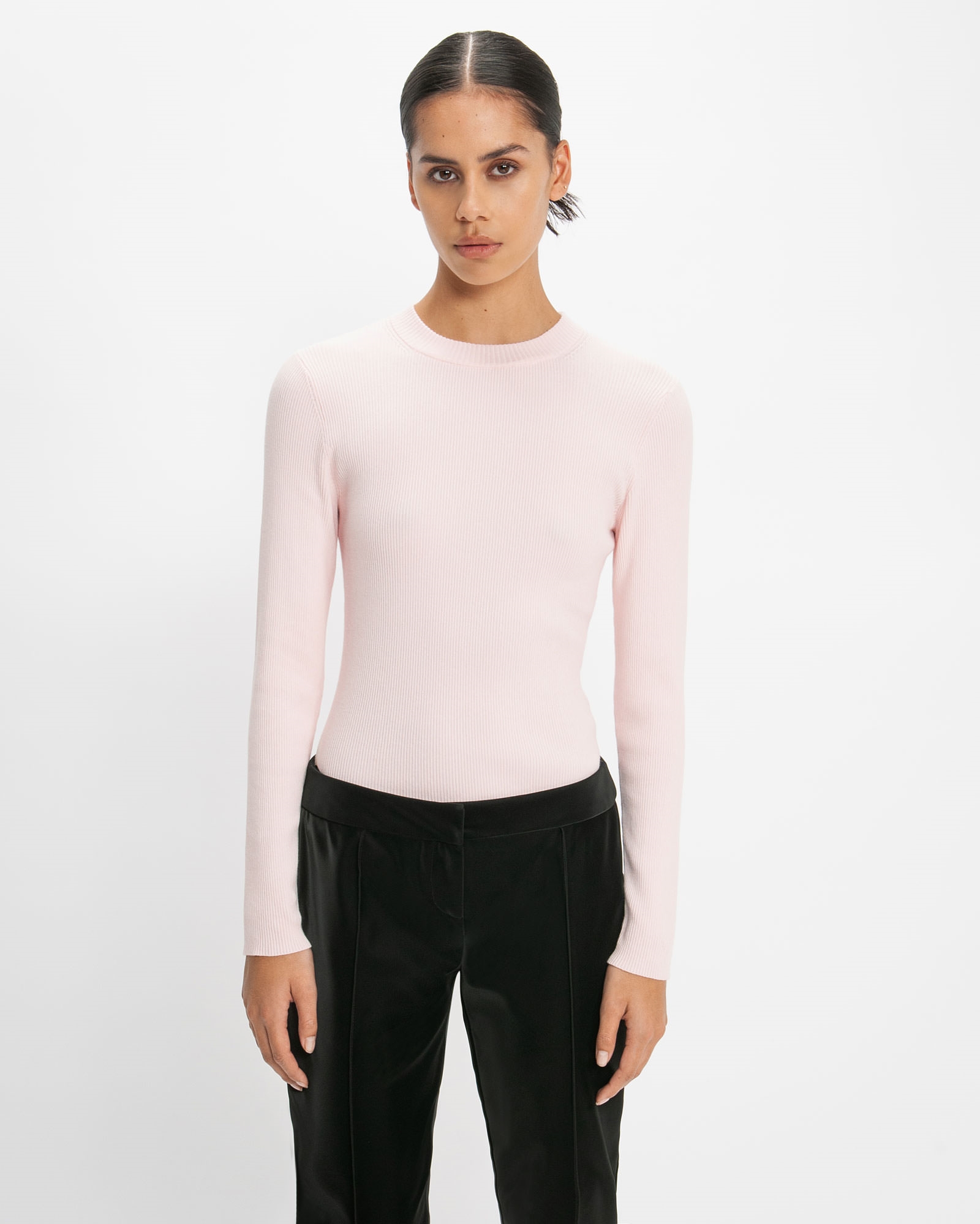 Sale | Good Earth Cotton® Long Sleeve Ribbed Knit | 513 Pearl Pink