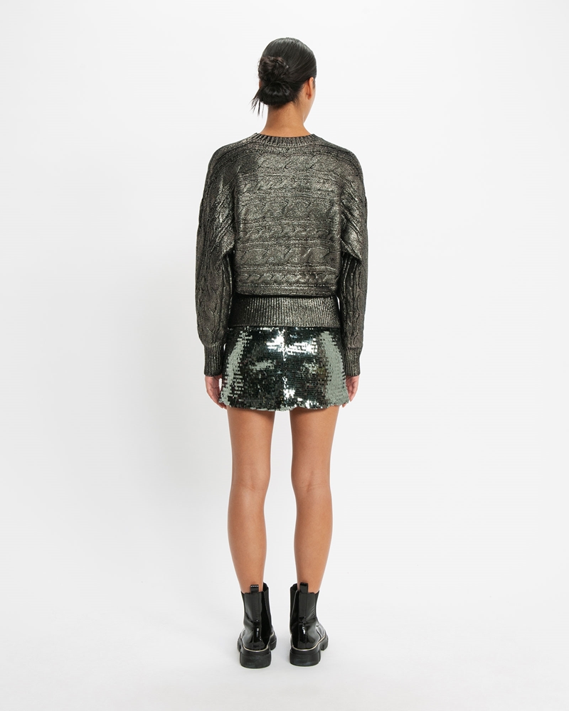 Sale  | Metallic Cable Sweater | 960 Gunmetal