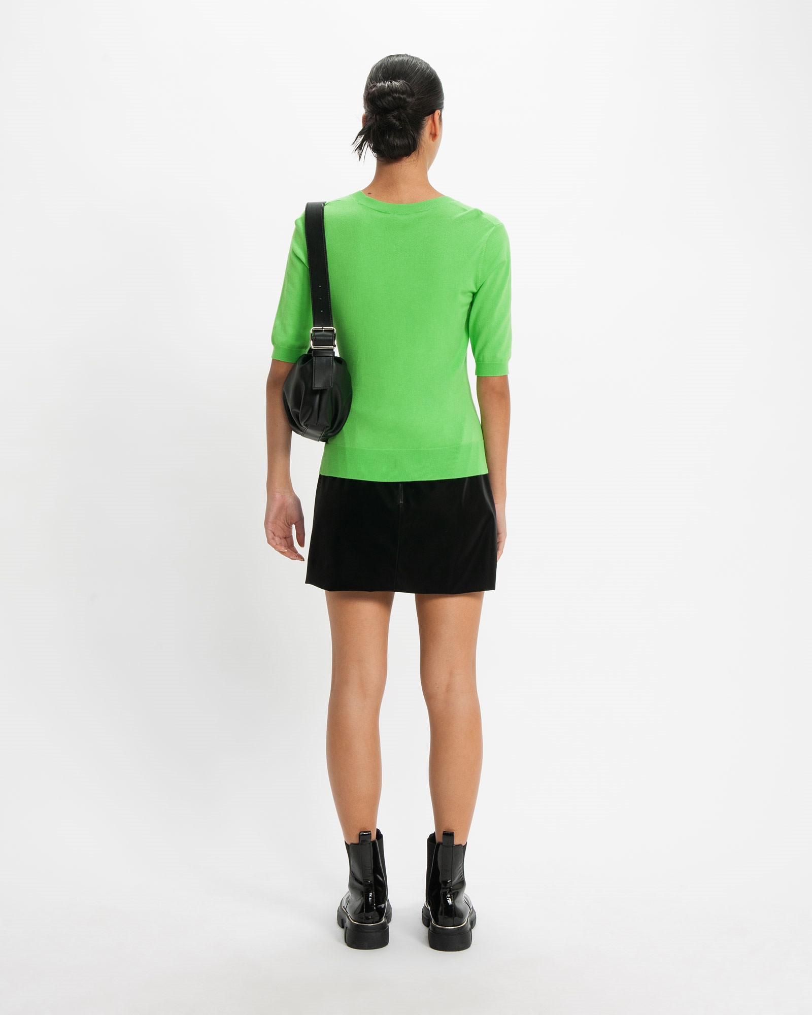 Knitwear | Elbow Sleeve Round Neck Knit | 374 Vivid Green