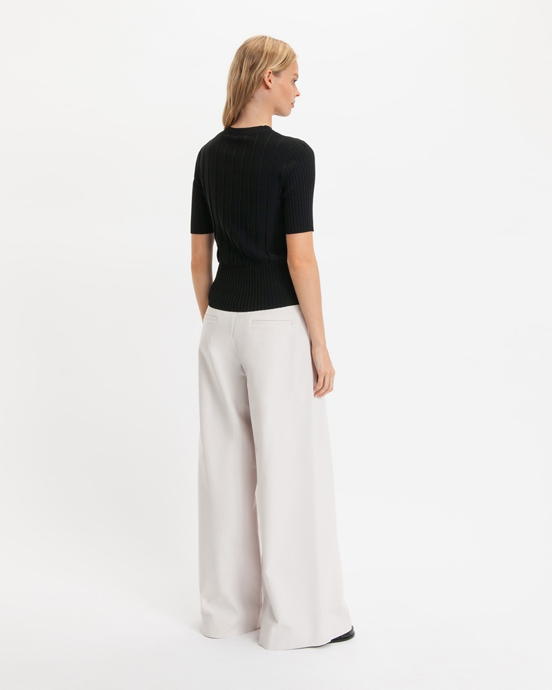 Tops and Shirts  | Multi Rib Short Sleeve Knit | 990 Black
