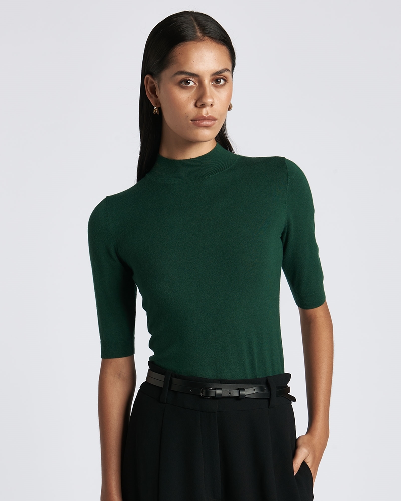 | Elbow Sleeve Funnel Neck Knit