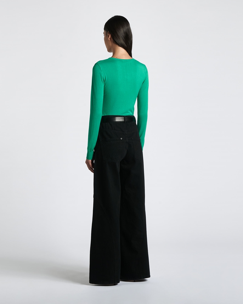 Knitwear  | Long Sleeve Round Neck Knit | 335 Emerald