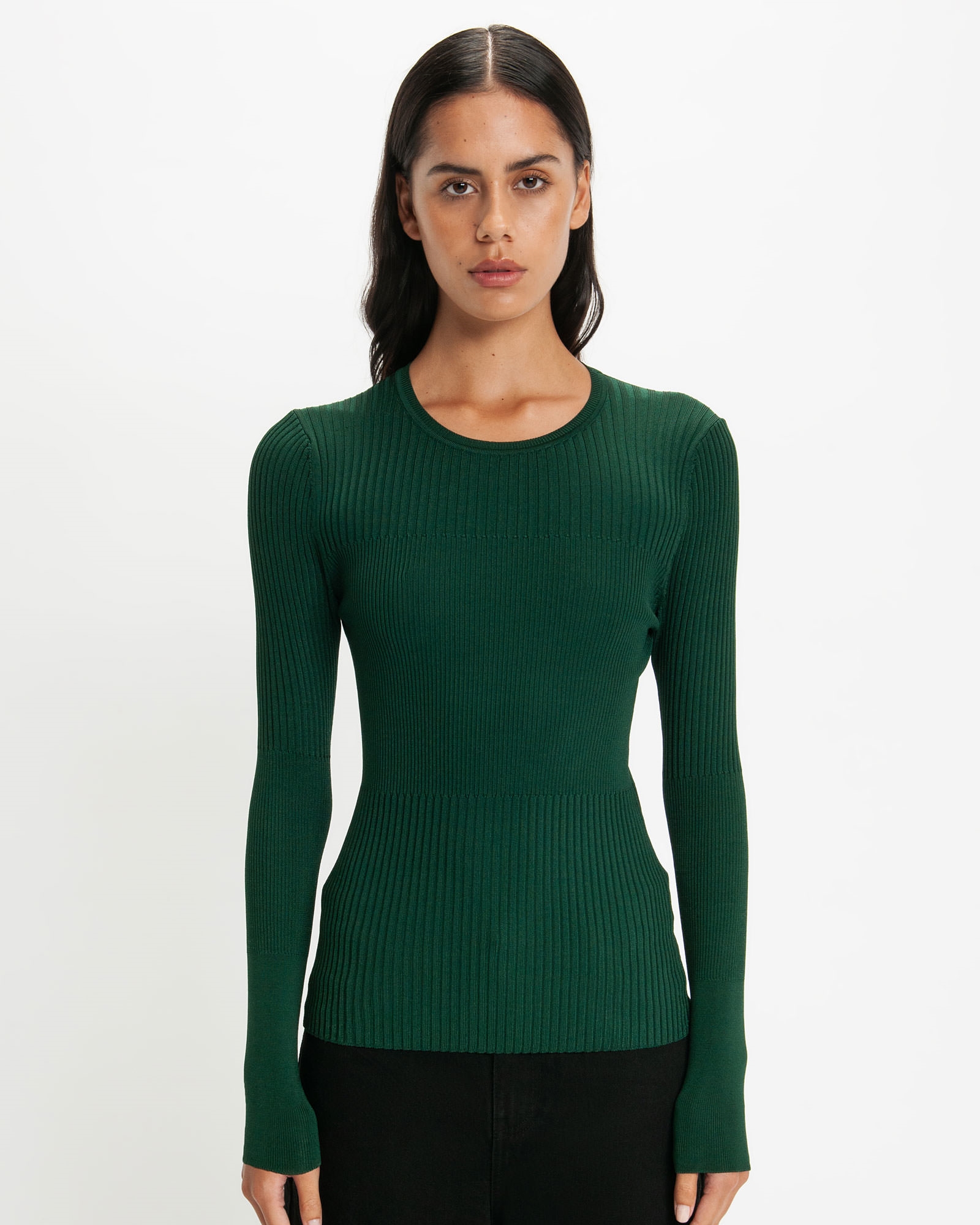 Tops and Shirts  | Multi Rib Round Neck Knit | 332 Forest