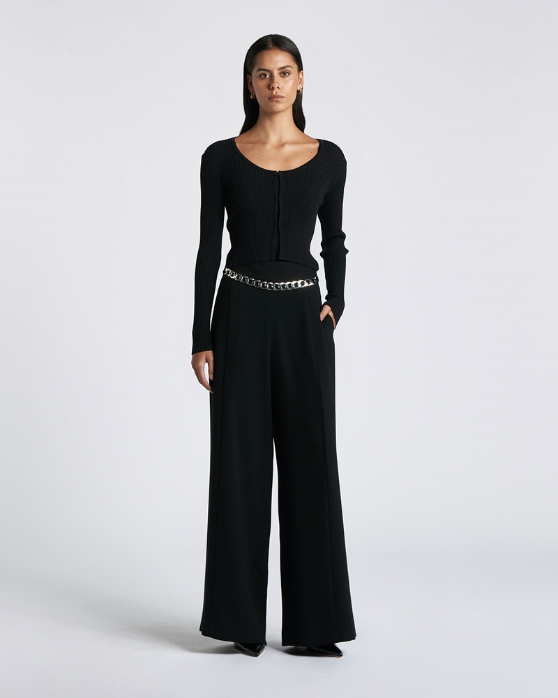 Knitwear | Ribbed Cropped Cardigan | 990 Black