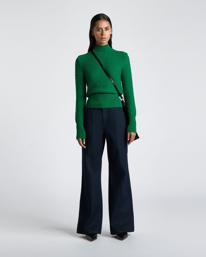 Knitwear | Chunky Zig Zag Sweater | 335 Emerald