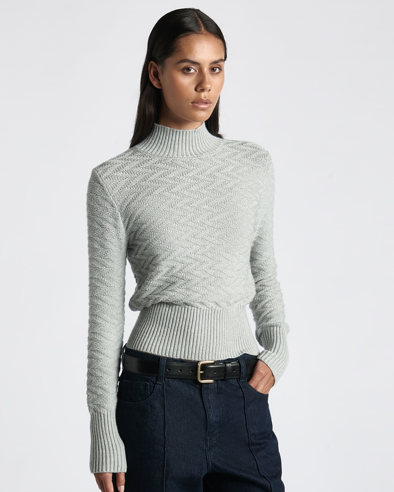 Knitwear | Chunky Zig Zag Sweater | 917 Pale Grey
