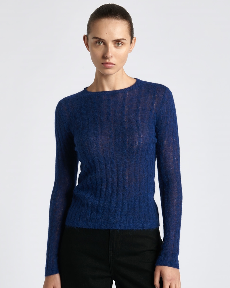 Knitwear  | Fine Alpaca Cable Knit Sweater | 780 Ink