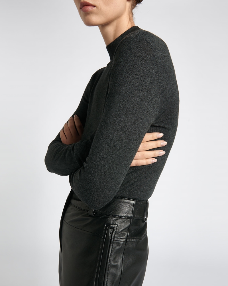 New Arrivals  | Long Sleeve Funnel Neck Knit | 950 Charcoal