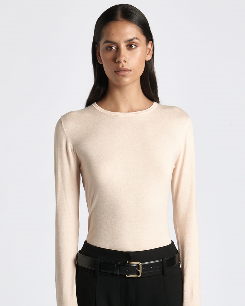 New Arrivals | Long Sleeve Round Neck Knit | 523 Buff