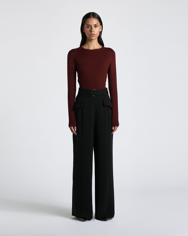 New Arrivals | Long Sleeve Round Neck Knit | 620 Wine