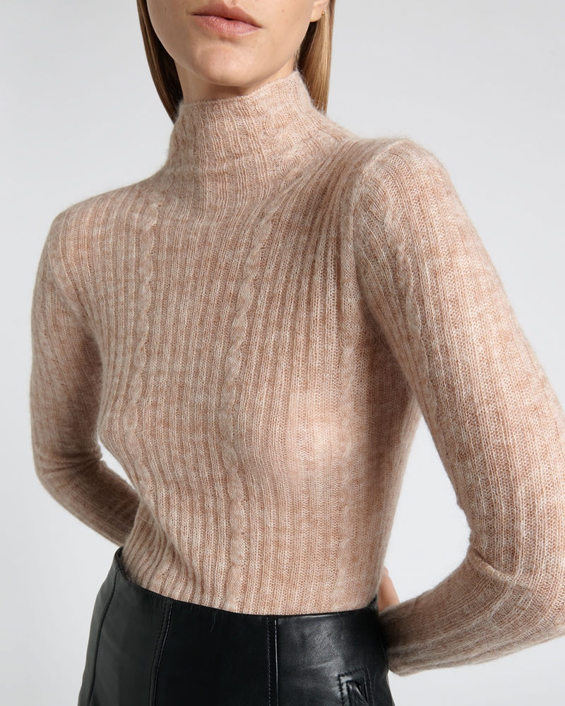 Tops and Shirts  | Fine Alpaca Funnel Neck Knit | 523 Buff