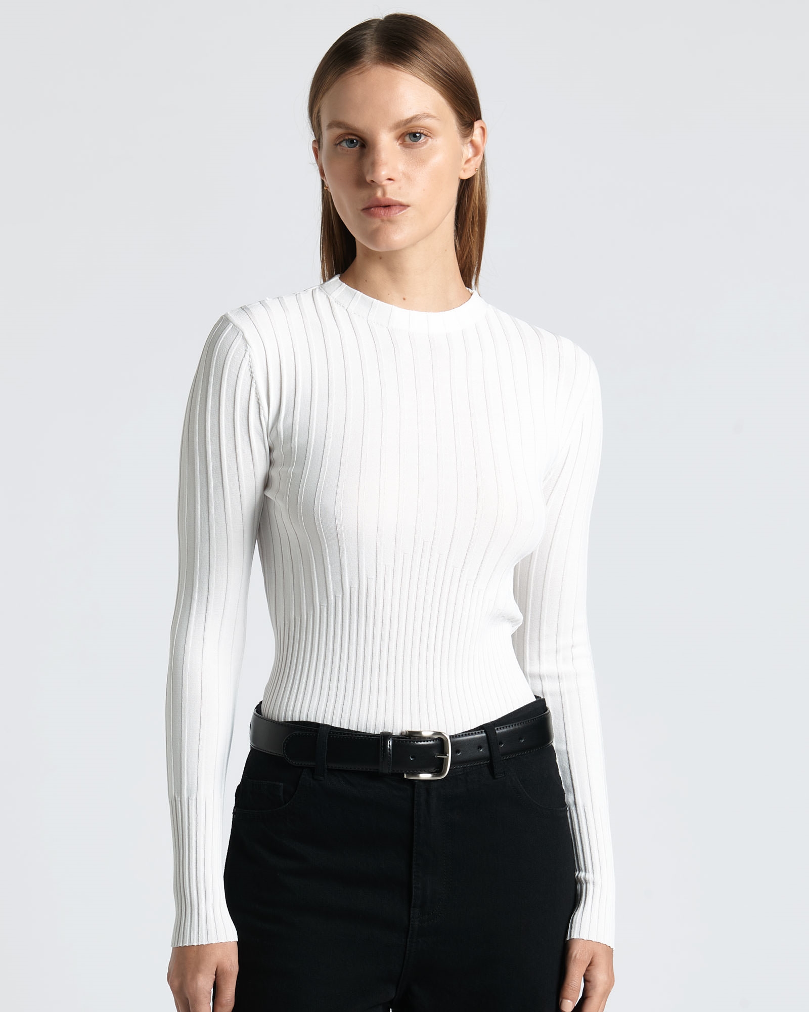 Tops and Shirts  | Multi Rib Long Sleeve Knit | 101 Winter White