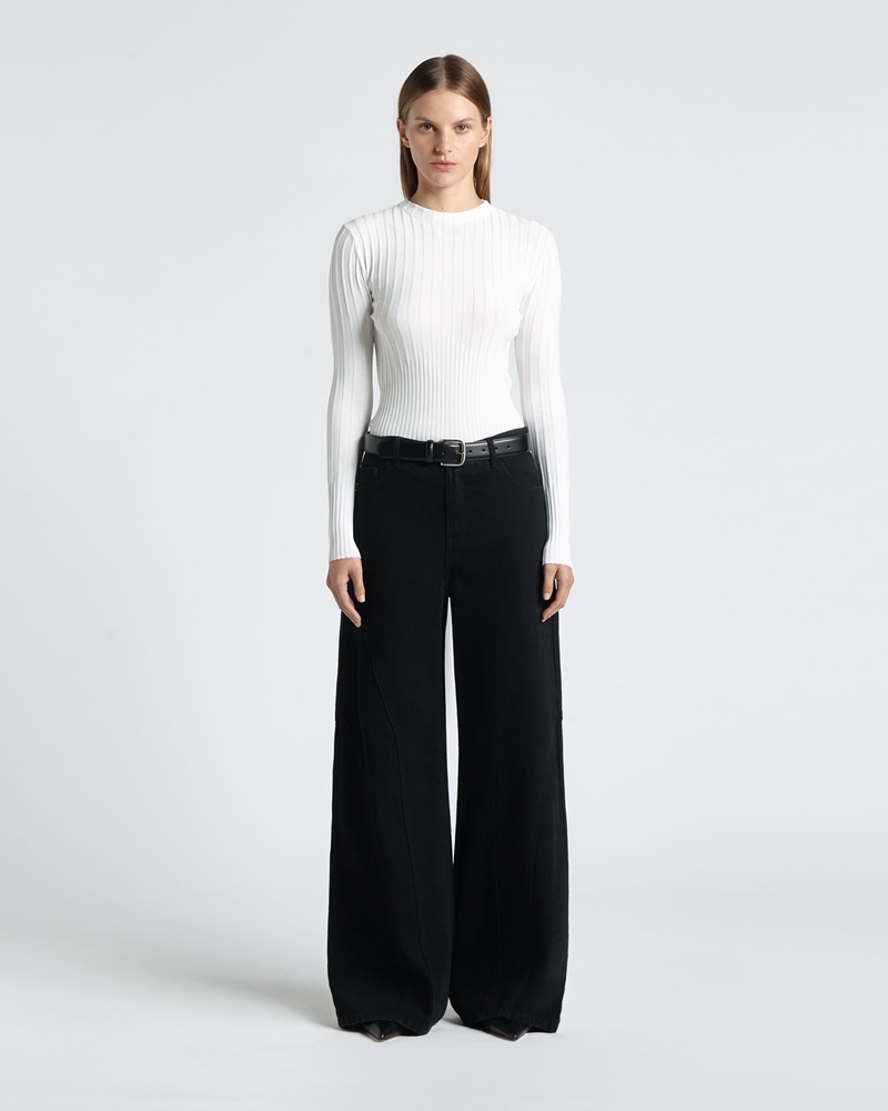 Tops and Shirts | Multi Rib Long Sleeve Knit | 101 Winter White