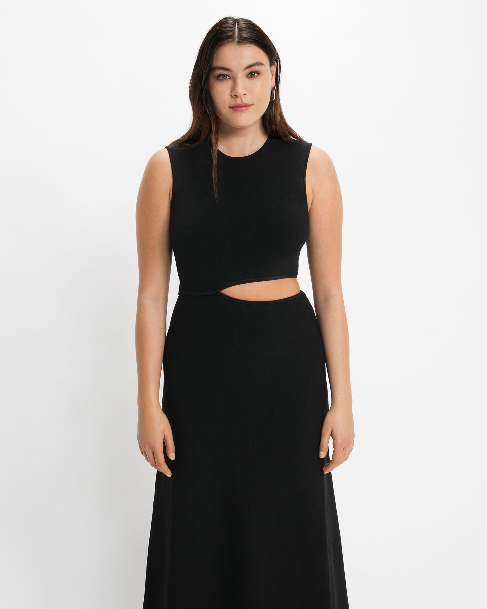 Knitwear | Milano Cut-Out Midi Dress | 990 Black
