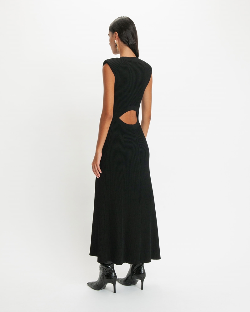 Dresses  | Ribbed Cut-out Knit Midi Dress | 990 Black