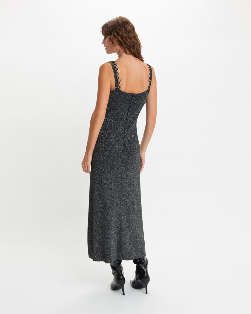 Dresses  | Crochet Ring Lurex Knit Dress | 780 Ink